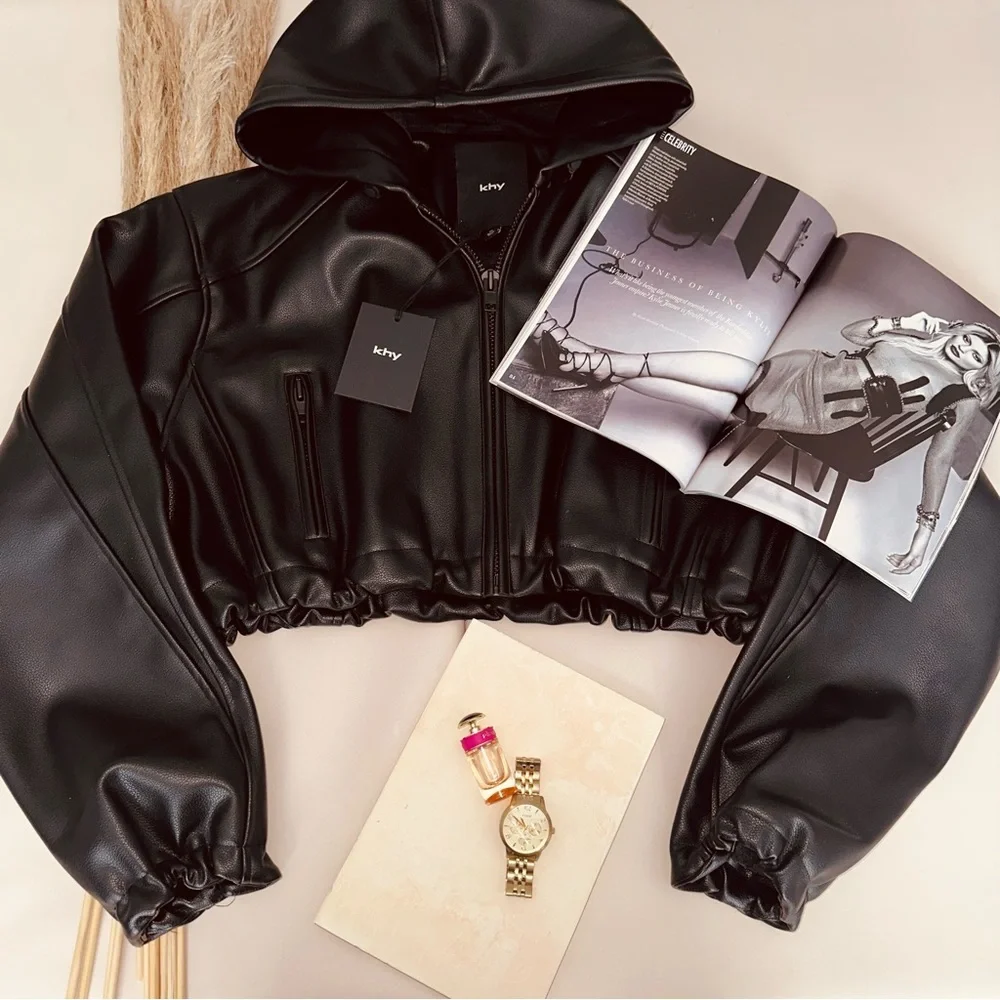 Khy | Jackets & Coats | Khy Faux Leather Hooded Cropped Jacket